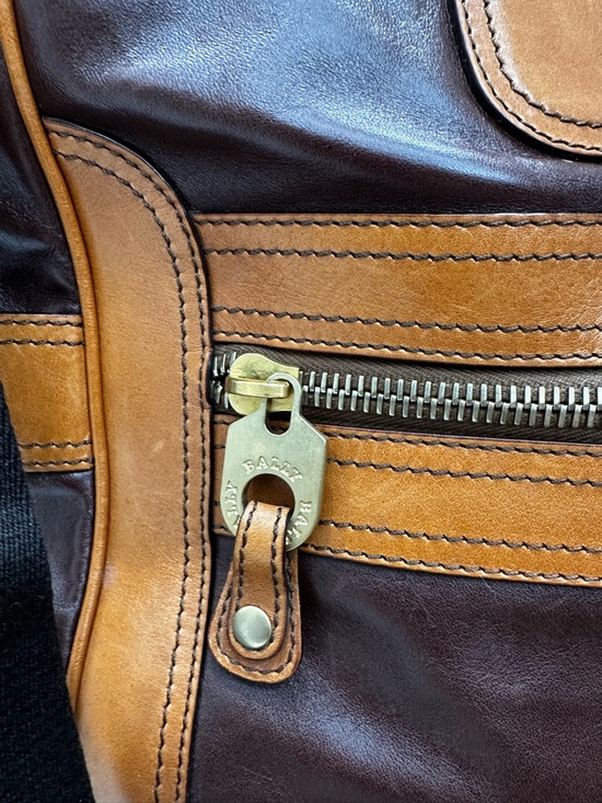 Vintage Bally Leather Weekender Satchel | Brown Cognac Travel Bag Crossbody - Picture 6 of 13
